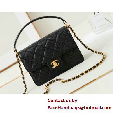 Chanel Grained Calfskin  &  Gold-Tone Metal Small Flap Bag with Top Handle Black 2025